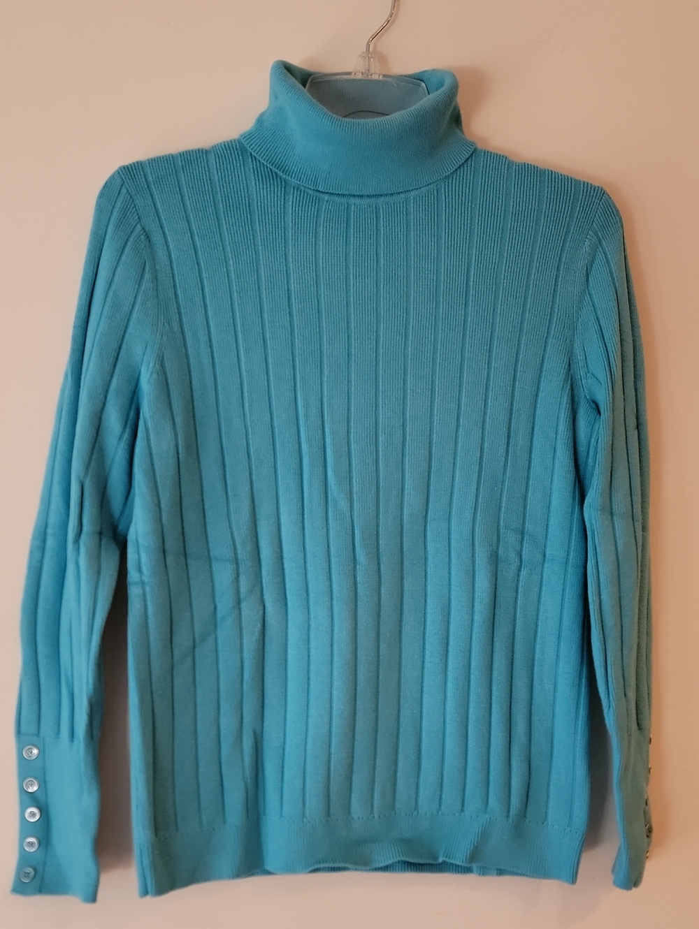 Talbots NWT Ribbed Turtleneck Sweater in Turquoise Blue - Size Mp